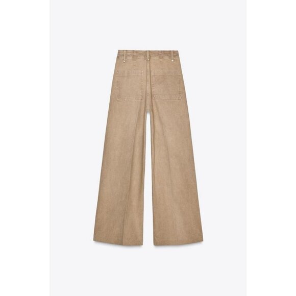 ZARA JEANS ZW COLLECTION TAILORED WIDE LEG HIGH-WAIST - Picture 8 of 9